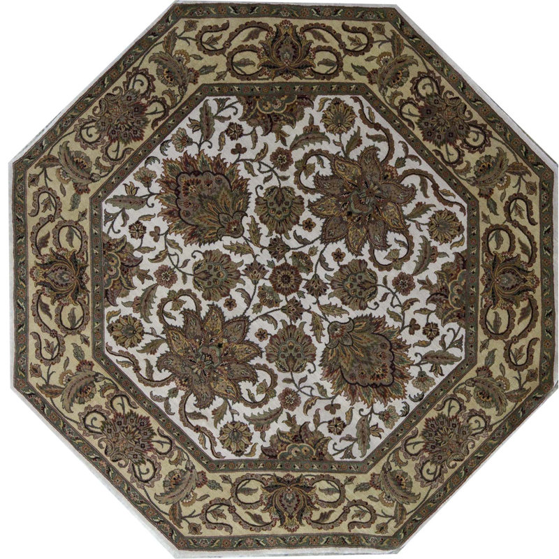 Bokara Rug Co., Inc. Octagon Oriental HandKnotted Wool Ivory/Gold Area